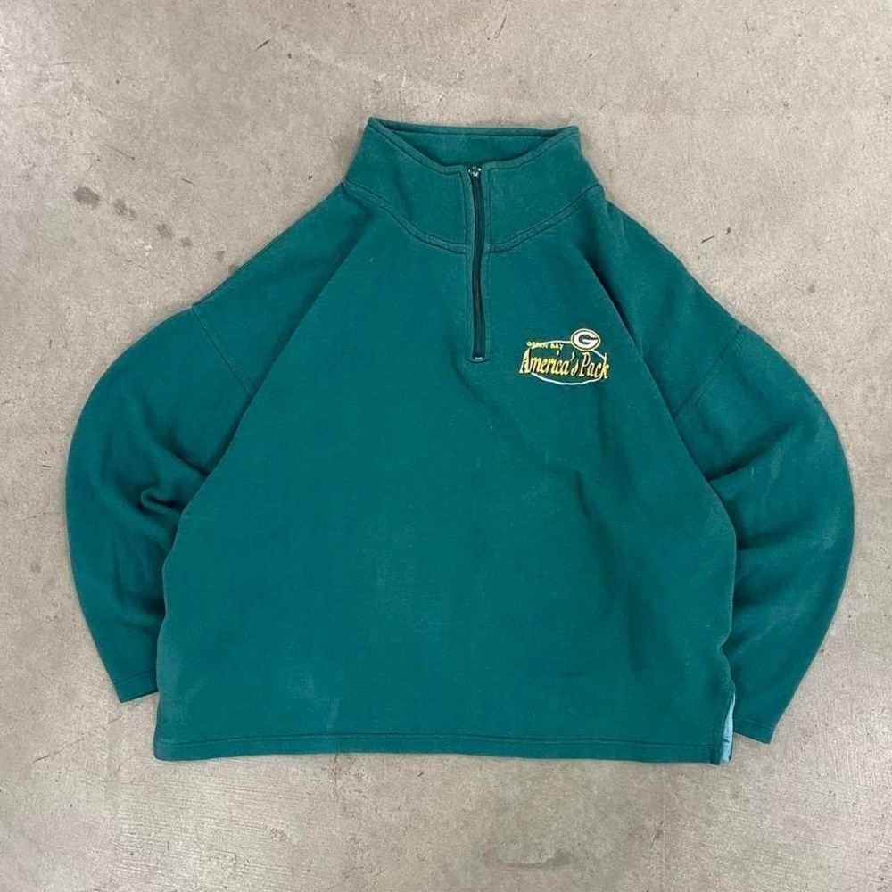 Vintage 90s Green Bay Packers America's Pack NFL Quarter Zip 1/4 Zip Sweatshirt